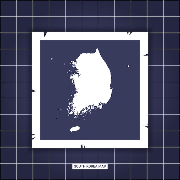 Vector plantilla vectorial mapa de corea del sur en un marco de fotos