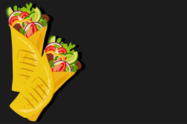 Vector plantilla vectorial de un menú de burritos con platos de restaurante de cocina mexicana