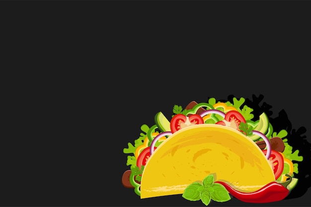 Plantilla vectorial de menú de tacos con platos de restaurante de cocina mexicana