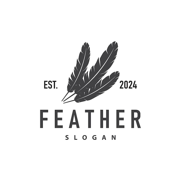Plantilla vectorial minimalista de diseño de logotipo de pluma