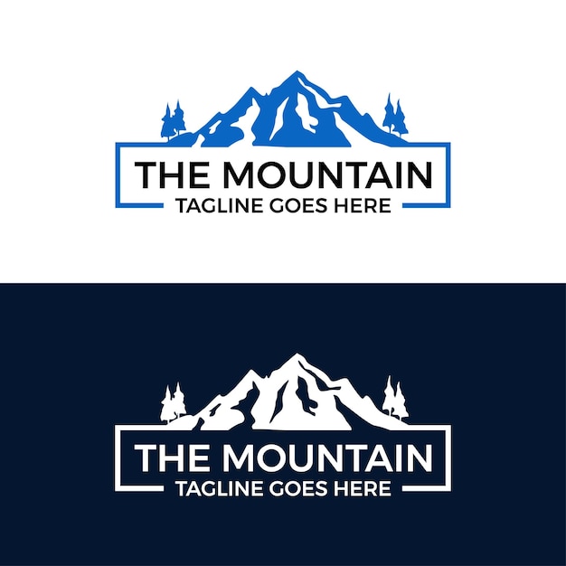 Plantilla vectorial minimalista y moderna con logotipo de montaña