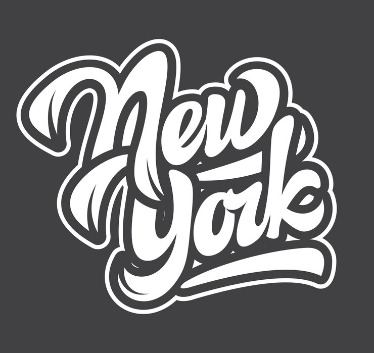Vector plantilla vectorial con el nombre del estado nueva york letra