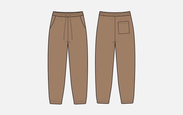 plantilla vectorial de pantalones de sudor plantilla técnica de boceto plantilla de maqueta de pantalón dibujo técnico
