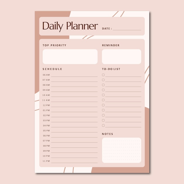 plantilla vectorial del planificador diario