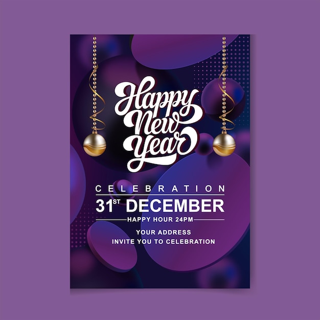 Plantilla vectorial de portada de póster para la celebración de la fiesta de Año Nuevo