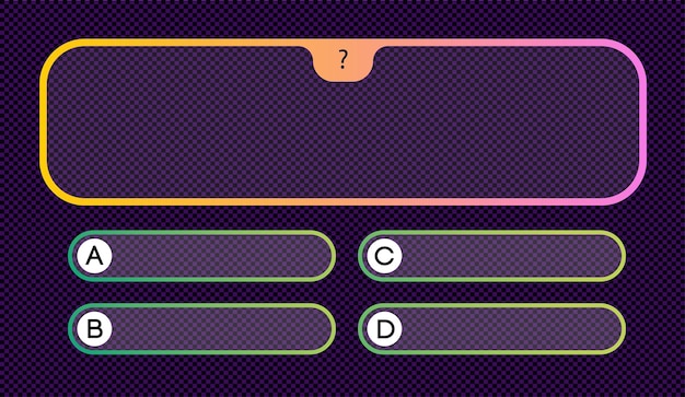 Plantilla vectorial de preguntas y respuestas estilo neón para examen de juego de preguntas programa de televisión prueba de examen escolar Ilustración 10 pasos
