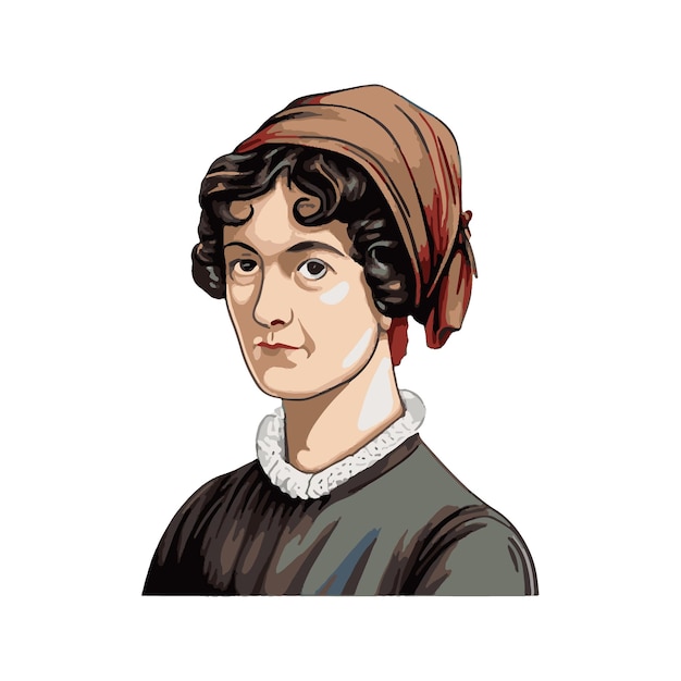 Vector plantilla vectorial de retrato realista de jane austen