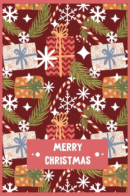 plantilla vectorial de tarjeta de Navidad de año nuevo con elementos lindos para el diseño