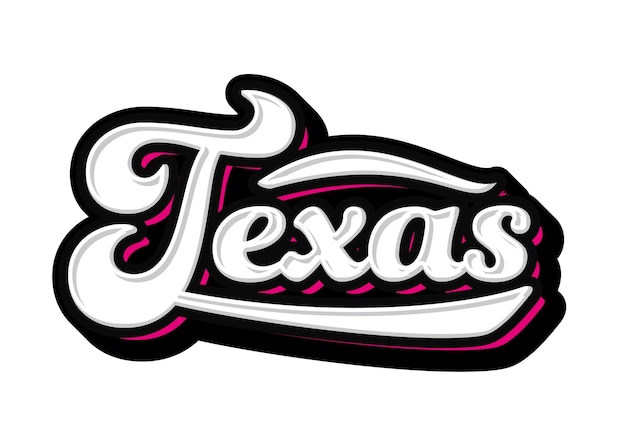 Vector plantilla vectorial de tipografía de letras a mano de texas