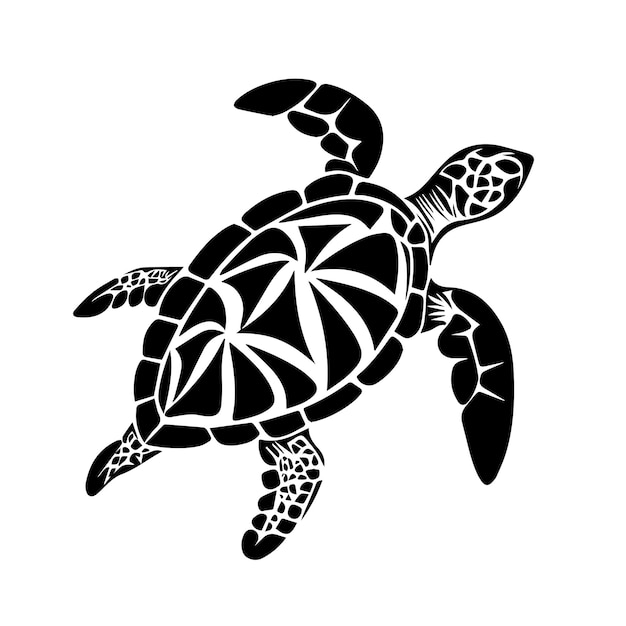 Vector plantilla vectorial de tortuga marina en blanco y negro para cortar e imprimir