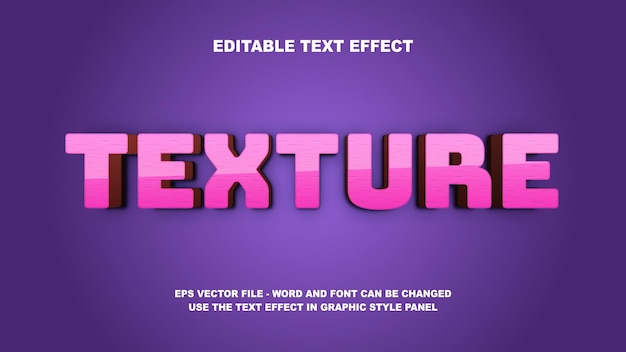 plantilla vectorial tridimensional de textura de efecto de texto editable