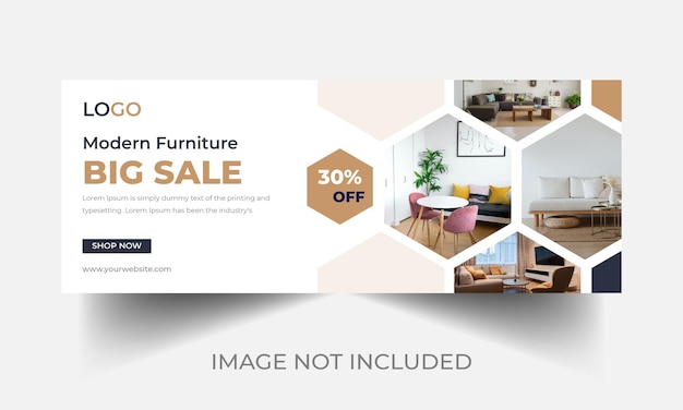 Plantilla de venta de banner web y página de portada de facebook de muebles Vector Premium