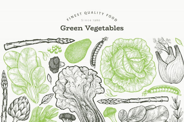 Plantilla de verduras verdes.