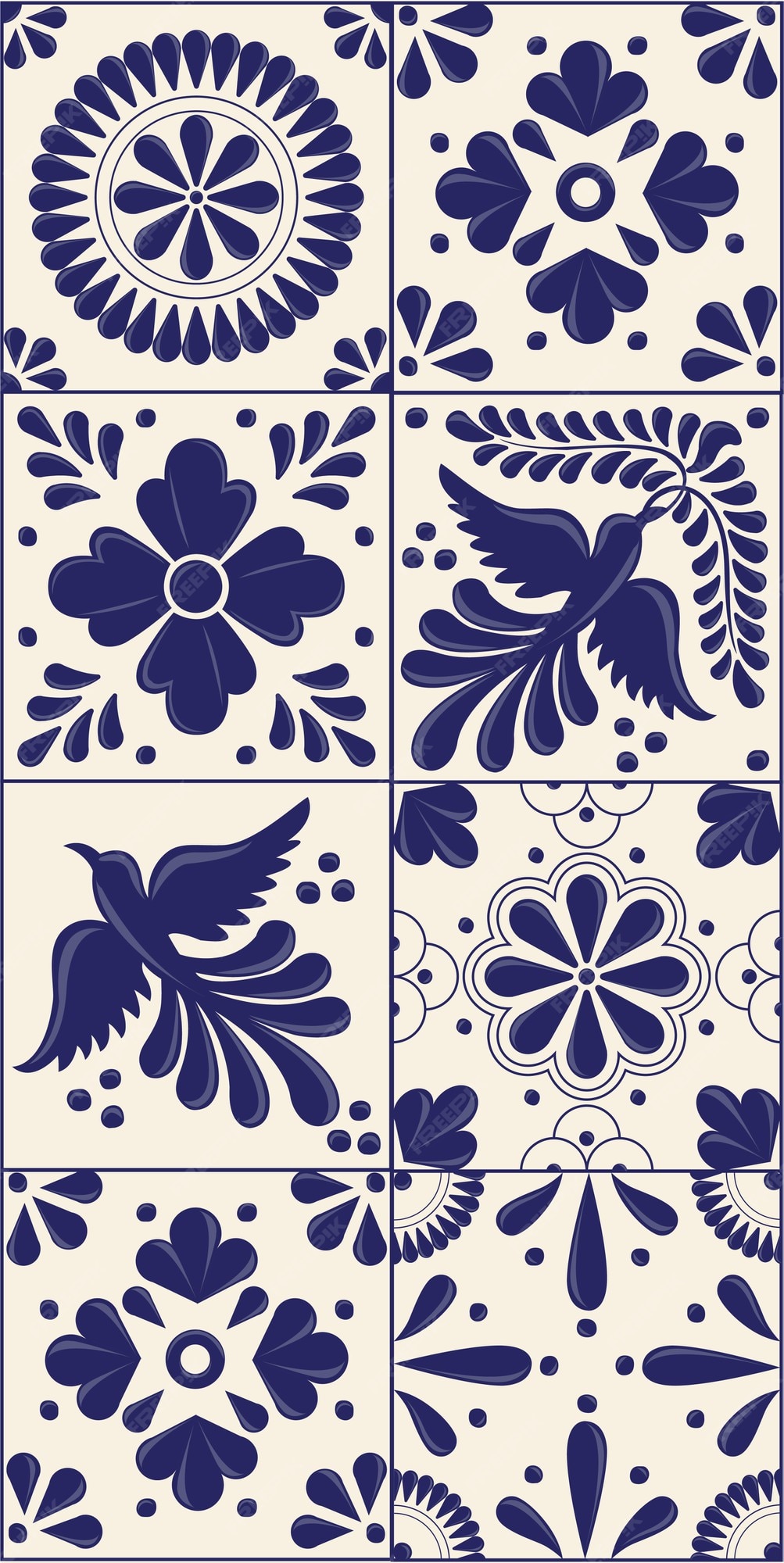 Plantilla vertical de azulejos de talavera mexicana | Vector Premium