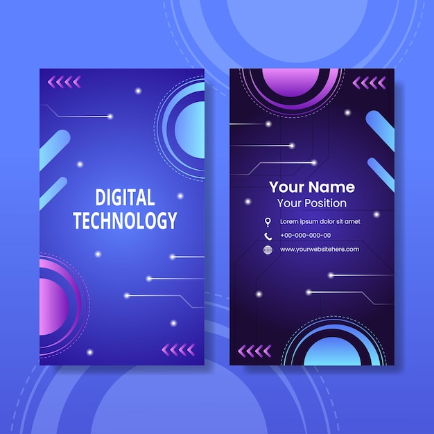Plantilla vertical de tarjeta de tecnología Ilustración plana de dibujos animados dibujados a mano