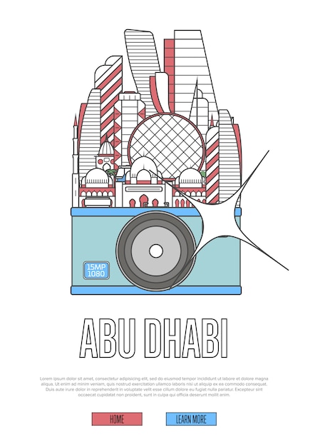 Plantilla de viaje a abu dhabi con cámara