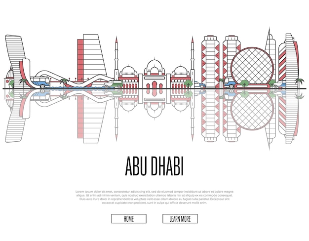 Plantilla de viaje a abu dhabi en estilo lineal