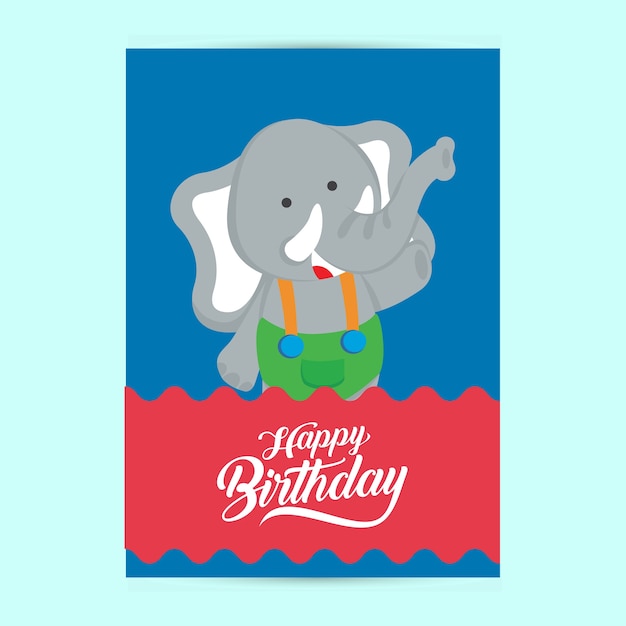 plantilla de viajero feliz cumpleaños con elefante