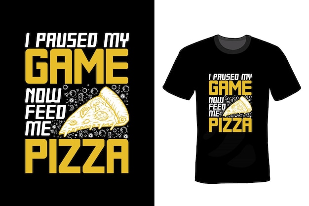 Plantilla vintage de tipografía de diseño de camiseta de pizza