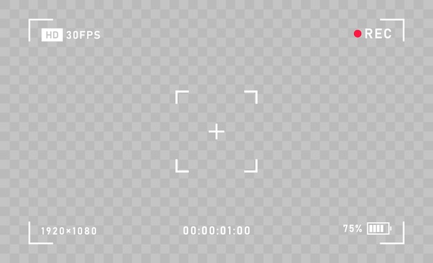 Plantilla de visor horizontal de cámara sobre un fondo transparente marco de grabación de video de resolución de teléfono 4k visores de cámara fotográfica pantalla de grabación de video diseño gráfico vectorial