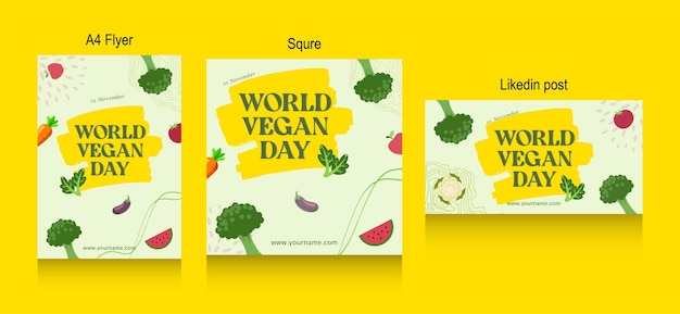 plantilla de volante y cartel para el Día Mundial del Vegetarianismo y el Día Mundial de la Alimentación diseño creativo de volante