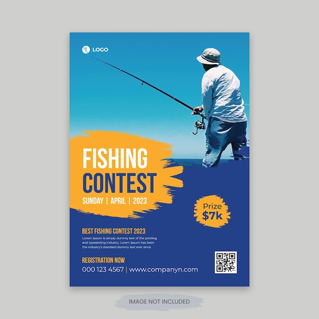 Plantilla de volante de concurso de pesca diseño de cartel de pesca editable