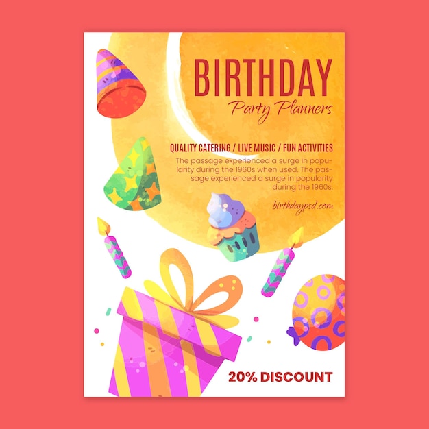 Plantilla de volante de cumpleaños para niños