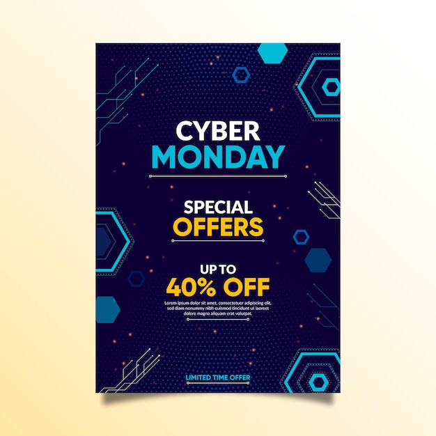 Vector plantilla de volante de cyber monday de diseño plano