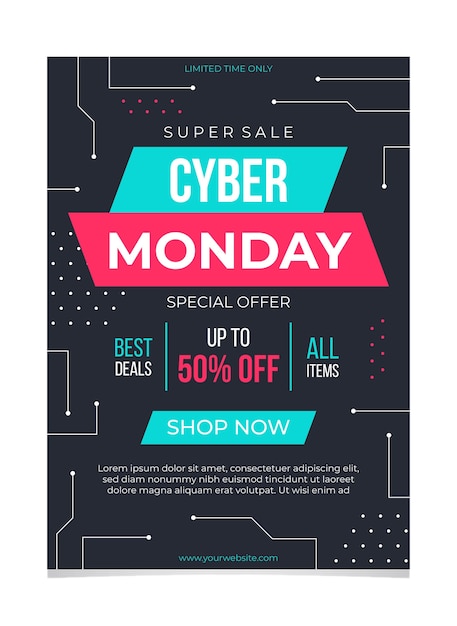 Vector plantilla de volante de cyber monday