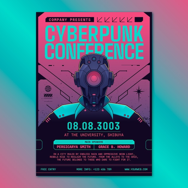 plantilla de volante de cyberpunk dibujada a mano