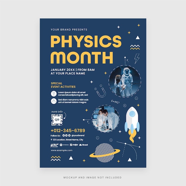 Vector plantilla de volante de educación en ciencias físicas en vector