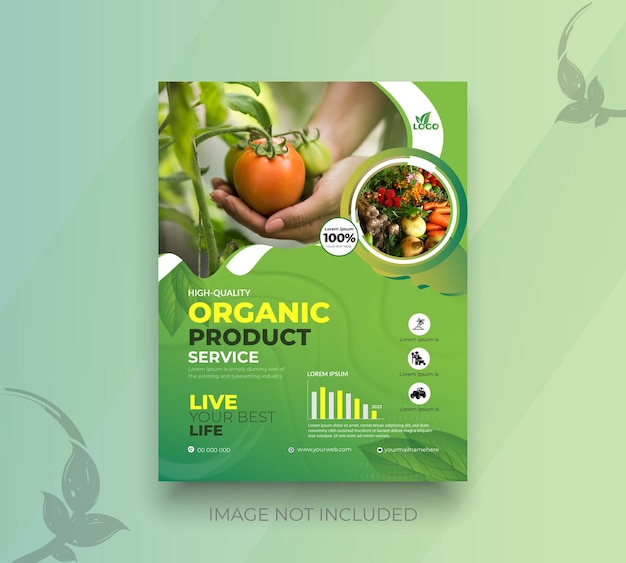 Vector plantilla de volante especial de vegetales de alimentos de productos orgánicos