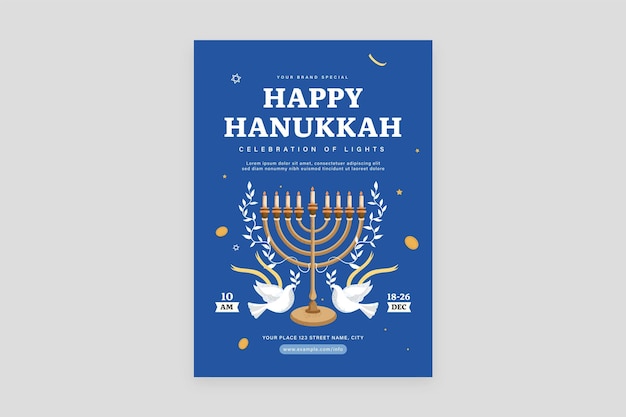 Plantilla de volante de evento de Hanukkah en PSD V1