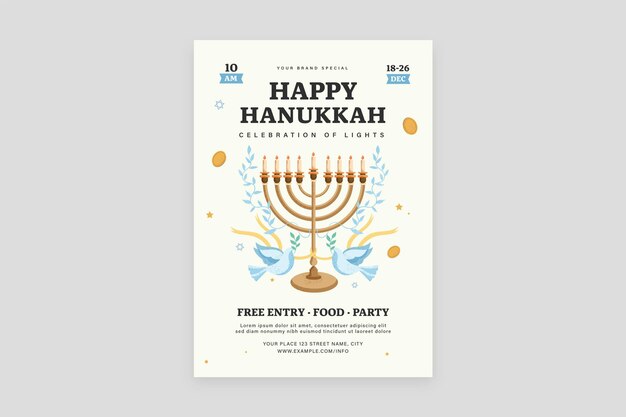 Plantilla de volante de evento de Hanukkah en PSD V2
