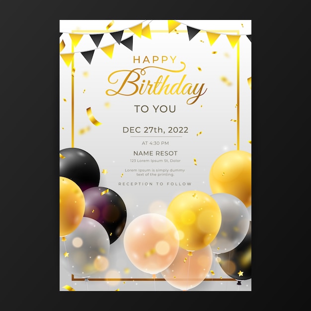 Plantilla de volante de fiesta de cumpleaños realista
