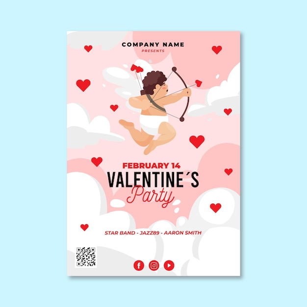 Vector plantilla de volante de fiesta de san valentín