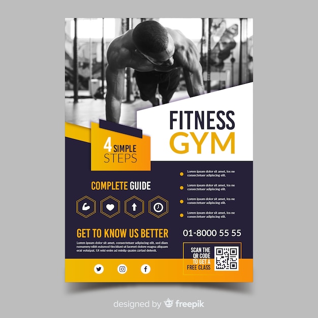 Plantilla de volante de fitness gym sport