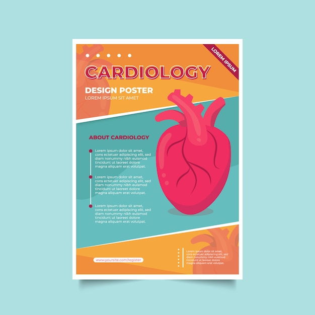 Vector plantilla de volante - folleto de cardiología médica