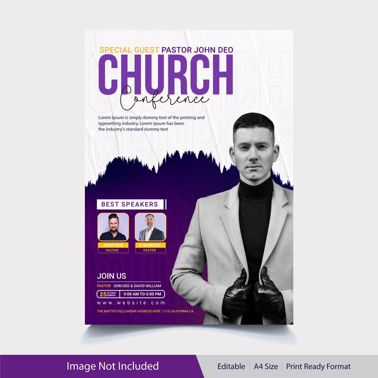 Vector plantilla de volante de iglesia degradado