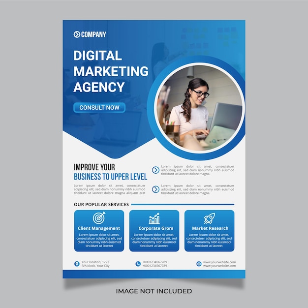 Plantilla de volante de negocios de agencia de marketing digital creativo moderno
