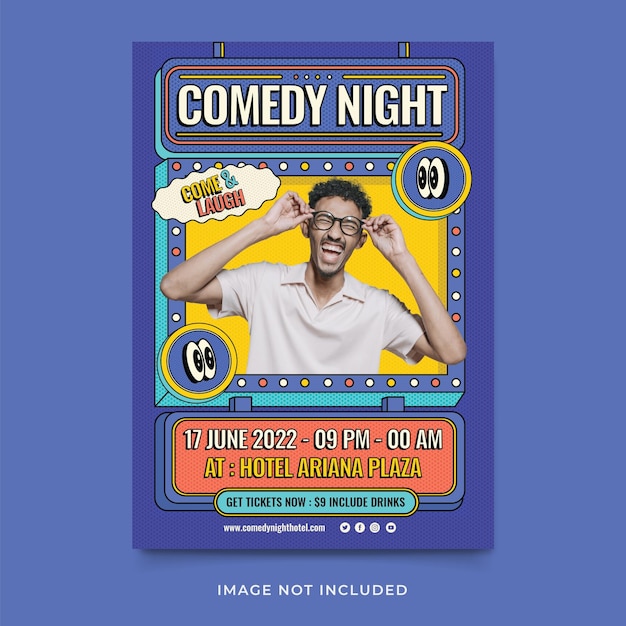 Plantilla de volante de noche de comedia
