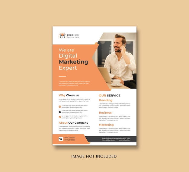 Plantilla de volante o portada de folleto de experto en marketing digital moderno vectorial