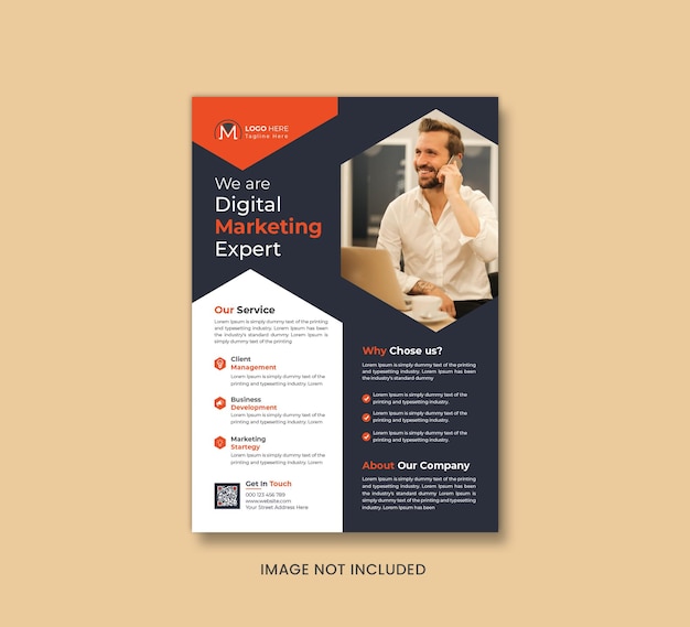 Plantilla de volante o portada de folleto de experto en marketing digital moderno vectorial