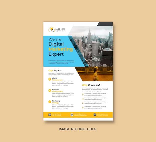 Plantilla de volante o portada de folleto de experto en marketing digital moderno vectorial