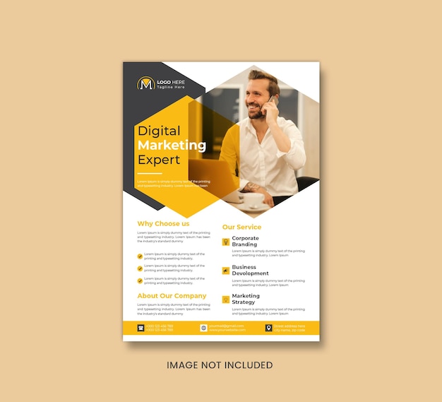 Plantilla de volante o portada de folleto de experto en marketing digital moderno vectorial