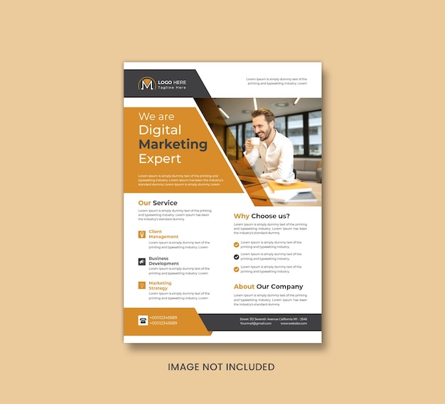 Plantilla de volante o portada de folleto de experto en marketing digital moderno vectorial