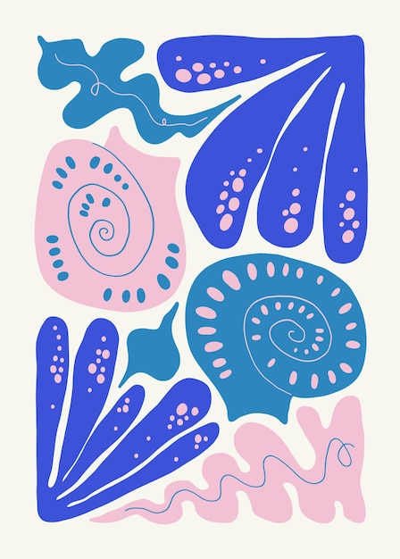 Plantilla de volante o póster vertical de peces y conchas de mar marino del mundo submarino