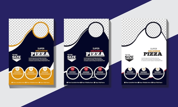Plantilla de volante de pizza.Plantilla de diseño de volante de comida rápida cocina, menú de cafetería y restaurante, pedido de comida