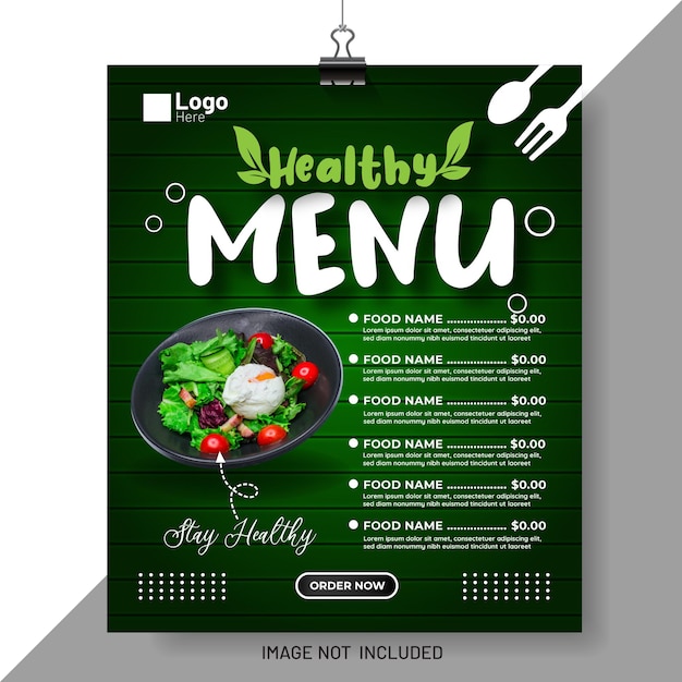 Vector plantilla de volante de publicación de redes sociales de menú de comida de restaurante