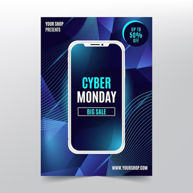 Vector plantilla de volante realista de cyber monday